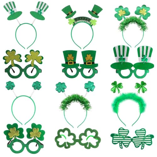 HIOPOIUYT Kobold Blingbling Stirnband Shamrock Kopfwege Gläser Foto Requisiten Weihnachtsfeier Kopfwege Cosplay Accessoires von HIOPOIUYT