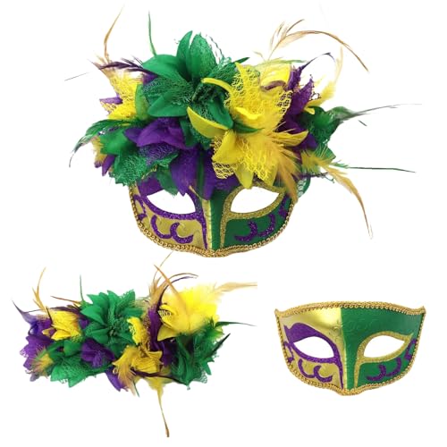 HIOPOIUYT Kostümmaske Gefiederte Maskerade Bälle Maske Halloween Mardi Gras Cosplay Party Maske Venezianer Maske Halbe Gesichtsmaske Requisiten von HIOPOIUYT