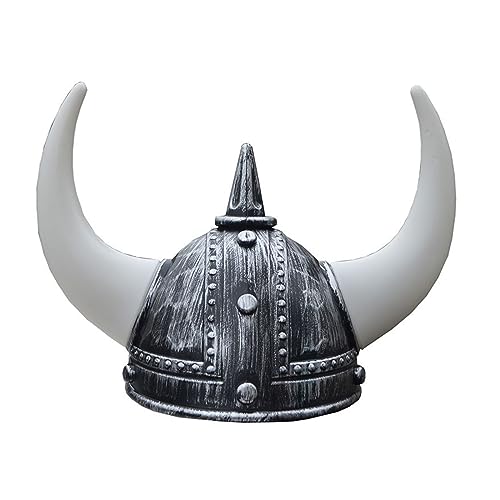 HIOPOIUYT MedievalWarrior Helmhut für Erwachsene Themenparty Wikingerhelm mit Hörnern Zopf für Bühnenauftritte Party Requisiten Cap Wikingerhelm für Erwachsene Kostüm Zubehör von HIOPOIUYT