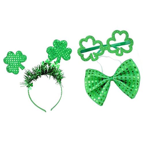 HIOPOIUYT Patricks Day Kostümpartys Bevorzugt Patricks Day Accessoires Dekorationen Lieferungen Kobold Stirnband Bowtie Brille von HIOPOIUYT