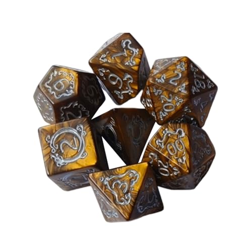 HIOPOIUYT Set Mit 7 Würfeln Mit Drachenmuster Für Rollenspiele. Acrylwürfel Für Rollenspiele. Exquisite Handwerkskunst von HIOPOIUYT