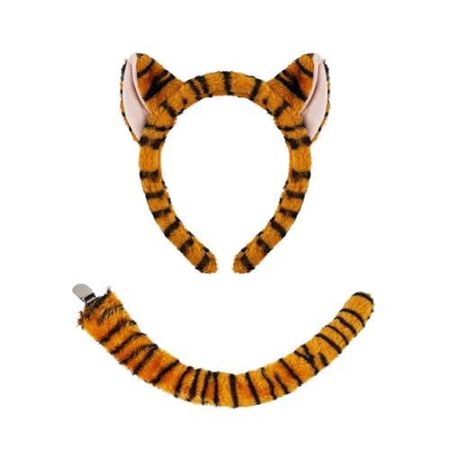 HIOPOIUYT Tigre Kostüme Set Tigre Accessoires Ohren Stirnband Schwanz Bowtie Für Kid Girls Halloween Weihnachten Animal Cosplay Kostüm von HIOPOIUYT