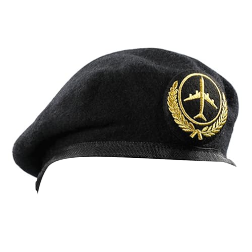 HIOPOIUYT Vielseitige Baskenmützen Für Sicherheitskostüm Wollkappen Für Uniformen Security Security Berets Kostümspiele Captain Sticked Badge Berets von HIOPOIUYT