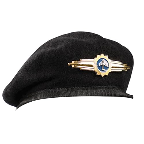 HIOPOIUYT Vielseitige Baskenmützen Für Sicherheitskostüm Wollkappen Für Uniformen Security Security Berets Kostümspiele Captain Sticked Badge Berets von HIOPOIUYT