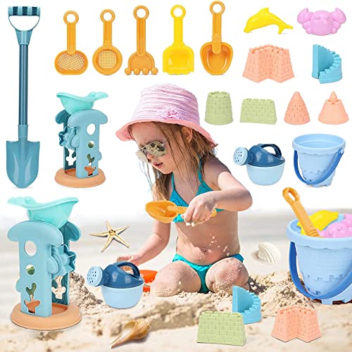 HIQE-FL 17 StüCk Kinder Water Toys mit Netztasche Set,Sandkasten Spielzeug Set,Schaufel WerkzeugsäTze,Sandkastenspielzeug,Strand Outdoor Spiele füR Jungen MäDchen von HIQE-FL