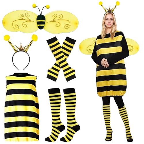 HIQE-FL Bienenkostüm Erwachsene,Bienen Kostüm Damen,Hummel Kostüm,Karneval Kostüm Damen,Bienenkostüm Damen,Kostüm Erwachsene Biene,Tier Cosplay,Fasching Kostüm Damen,für Karneval,Fasching,Mottoparty von HIQE-FL