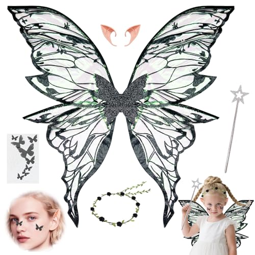 HIQE-FL Flügel Fee,Feenflügel Kostüm,Fee Stirnband und Sterne Feenstäbe,Schmetterlingsflügel mit Elfenöhren,Prinzessinnenflügel,Feenflügel Glitzer,Elfenflügel Set HIQE-FL Flügel Fee,Feenflügel Kostüm,Fee Stirnband und Sterne Feenstäbe,Schmetterlingsflügel mit Elfenöhren,Prinzessinnenflügel,Feenflügel Glitzer,Elfenflügel Set von HIQE-FL