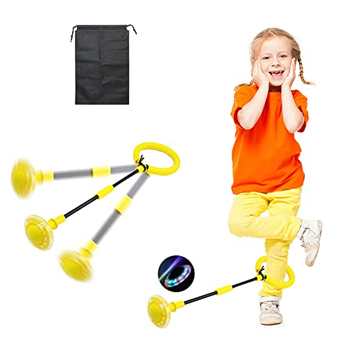 HIQE-FL Springender Ball Blinkender,Swing Wheel mit Lichtrad,Kinder Blinkender Springring,Faltbarer Flash Jumping Ballm,Blinkender Sprungball(Gelb) von HIQE-FL