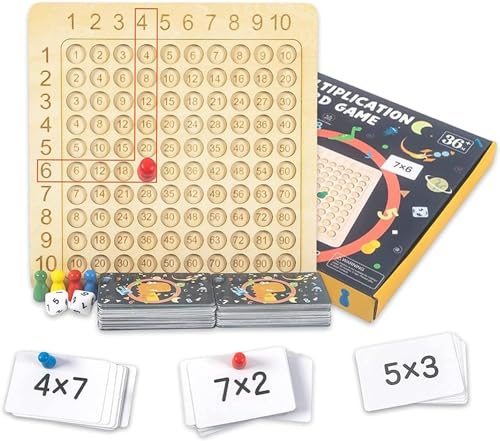 Montessori Multiplikationsbrett,Montessori Kinderzählspielzeug,Hölzernes Zählbrett Montessori,Rechnen Spiel Spaß,Brettspiel Multiplikation,Multiplikationstabelle Kinder von HIQE-FL