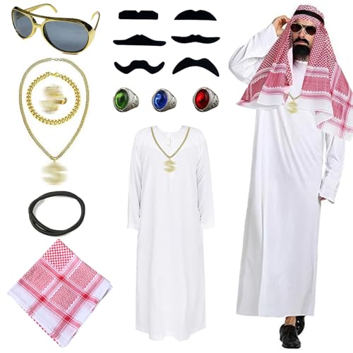 HIQE-FL Kostüm Scheich Araber, Herren, Erwachsene Männer, Kostüm, Karneval, Kulturen und Länder von HIQE-FL