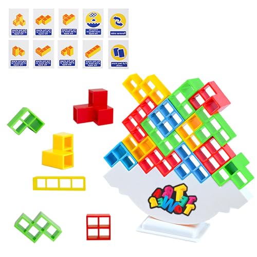 HIQE-FL Tetra Tower Spiel,64 PCS Tetris Tower Balance Game,Schaukelstapel Balance Spiel,Tetris Balance Spielzeug Tower Game,Stapelspiel,Balance Spielzeug Kinder,Tetris Balance Toy von HIQE-FL