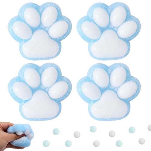 Squeeze Spielzeug,4 Stück Cat Paw Squeeze Toy,Anti Stress Spielzeug, Katzenpfoten Quetschspielzeug mit Bällen Lustig,Süße Weiche Katzenpfoten-Quetschspielzeuge,Geeignet für Kinder und Erwachsene von HIQE-FL