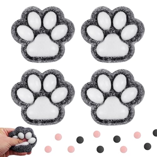 Squeeze Spielzeug,4 Stück Cat Paw Squeeze Toy,Anti Stress Spielzeug, Katzenpfoten Quetschspielzeug mit Bällen Lustig,Süße Weiche Katzenpfoten-Quetschspielzeuge,Geeignet für Kinder und Erwachsene von HIQE-FL