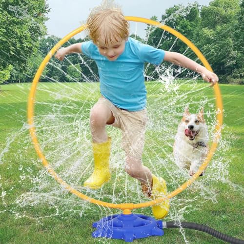 Wassersprinkler Kinder,Wassersprinkler Spielzeug,Wasser-Basketballkorb-Spiel,mit 46 Düsen,360 Grad Drehung,Wasserspielzeug Kinder Outdoor,Wasserspielzeug Kinder,für Hinterhof,Rasen Garten von HIQE-FL