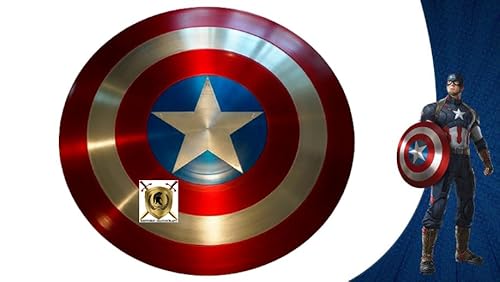 Captain Round America Schild Legends Limited Edition, Amerika Captain Metallschild für Erwachsene Filmrequisite, runder Schild, Ledergriff, Wanddekor-Schild von HISTORIC HANDICRAFT