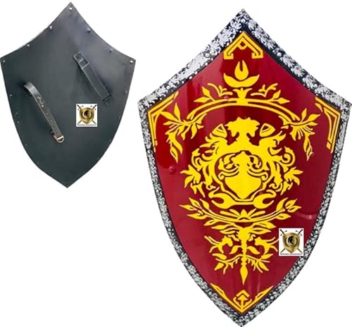 Dark Souls Heiliger Tempelschild Mittelalterlicher Ritter Buhurt Schild Kreuzritter Wikinger Stahl Heizung Schild Rot/Großer Rüstungsschild für Verkleidungen & Kostüme von HISTORIC HANDICRAFT