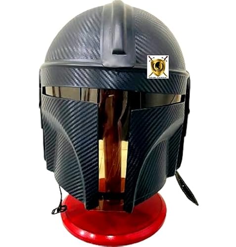 HISTORIC HANDICRAFT Cosplay-Mandalorianer-Helm mit Innenleder, Cosplay/Larp/Rollenspiel, Mandalorianer-Helm, Display-Kollektion, tragbarer Mittelalterhelm, Halloween, Filmrequisiten von HISTORIC HANDICRAFT