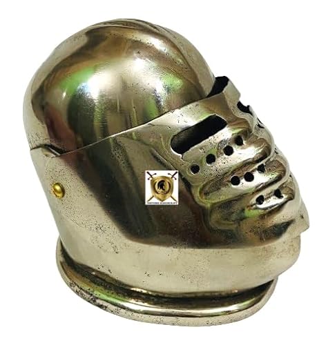 HISTORIC HANDICRAFT Der große italienische Barbuta-Helm, mittelalterlicher Minihelm, Metall, Sammlerstück, Tischplatte/Schreibtischplatte, dekorativer Miniaturhelm für Halloween, von HISTORIC HANDICRAFT