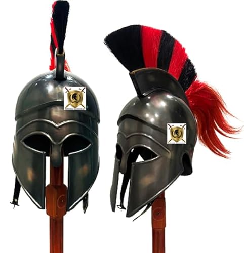 HISTORIC HANDICRAFT Griechischer korinthischer Helm mit Feder, tragbarer Rüstungshelm, Cosplay, Mittelalterhelme, Ritter, Spartaner, griechischer Krieger, römischer Helm, LARP, Nachstellung, von HISTORIC HANDICRAFT