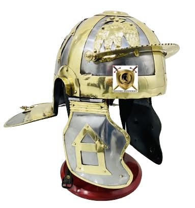 HISTORIC HANDICRAFT Imperial Roman Gallic G Helm Stahl & Messing Museum Helm Replik One Size - Metallic Rüstung Helm mit Display Ständer Soldier Trooper Helm für Erwachsene von HISTORIC HANDICRAFT