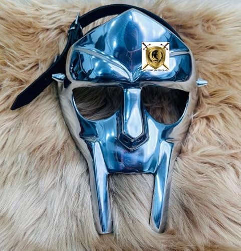 HISTORIC HANDICRAFT MF Doom Mask Gladiator Maske, 18G Mild Steel Face Armour, Medieval Helmet Reenactment Larp Face Mask, SCA Viking Mask, Halloween Party Mask, Mad-Villian Iconic Rapper Mask von HISTORIC HANDICRAFT