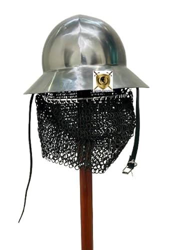 HISTORIC HANDICRAFT Mittelalter Kampf Kettle Hat Helm SCA Reenactment Kettenhemd Helm Rüstung Helm Wikinger Helm Kampfhelm Halloween Kettle Helm Cosplay Kostüm von HISTORIC HANDICRAFT