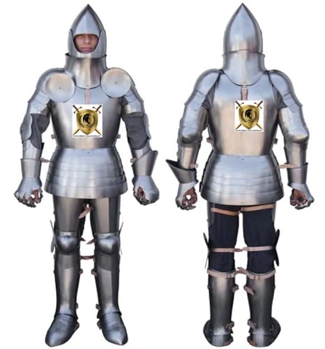 HISTORIC HANDICRAFT Mittelalterlicher Kampf-Ganzkörper-Halloween-Rüstungsanzug, mittelalterliches Ritter-Rüstungs-Kostüm, tragbar, voller Rüstungsanzug, LARP, Kampfpanzer, volle Größe Rüstung Kostüm von HISTORIC HANDICRAFT