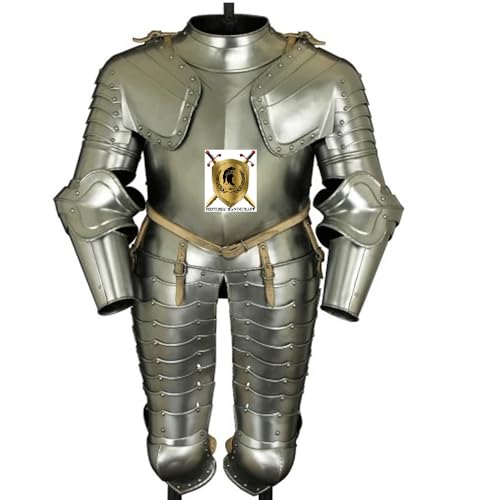 HISTORIC HANDICRAFT Mittelalterlicher Ritter-Kürassier, halber Anzug der Rüstung, 17. Jahrhundert, Nachbildung, Kreuzritter Larp, tragbarer Rüstungsanzug, SCA Combat Half Body Armor Halloween-Kostüm von HISTORIC HANDICRAFT