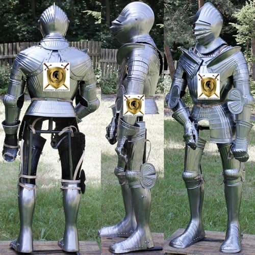 HISTORIC HANDICRAFT Mittelalterlicher Ritter Stahl Full Suit of Armor Maximilian Body Armor 15th Century Combat Gothic Rüstung Tragbare Funktionelle Larp Armor Anzug für Halloween Cosplay Kostüm von HISTORIC HANDICRAFT