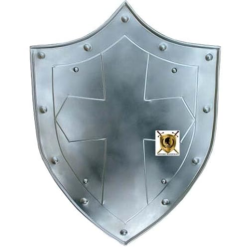 HISTORIC HANDICRAFT Mittelalterlicher Tempelritter Schild Kreuzritter 18 Gauge Stahlkreuz Design Heizschild Replik Metall Requisite Rüstung Schild Kampfbereit Kostüm Schild für antike griechische von HISTORIC HANDICRAFT