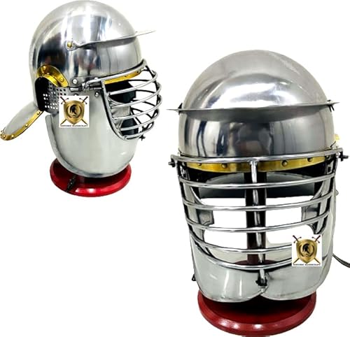 HISTORIC HANDICRAFT Stahl Römischer Gallischer Centurion Offizier Helm SCA Mittelalter Helme, Ritter Kampf Kampf Helm Kreuzritter Italienischer Helm für Halloween von HISTORIC HANDICRAFT