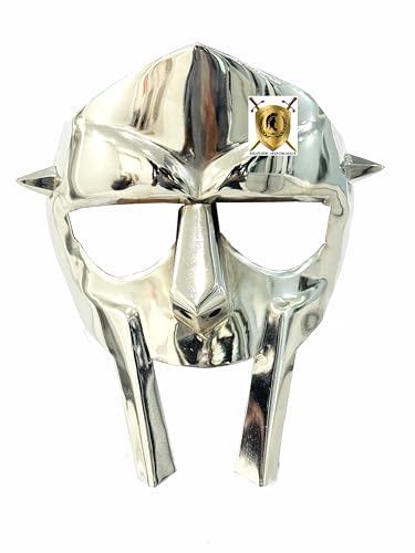 MF Doom Maske Mittelalter Gladiator Helm Wikinger Maske 18 Gauge Mild Steel Face Armour Re-Enactment Adult Custom Crafted MF Doom Mask Mad-Villain Cosplay Maske Halloween Party Maske Geschenk für von HISTORIC HANDICRAFT