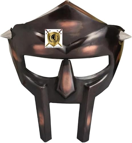 MF Doom Maske Römische Gladiator Maske Antike Zweifarbige Maske Mittelalter Helm Wikinger Maske 18G Stahl Gesicht Rüstung Cosplay Halloween Party Maske Re-Enactment Fantasy Gesichtsmaske von HISTORIC HANDICRAFT