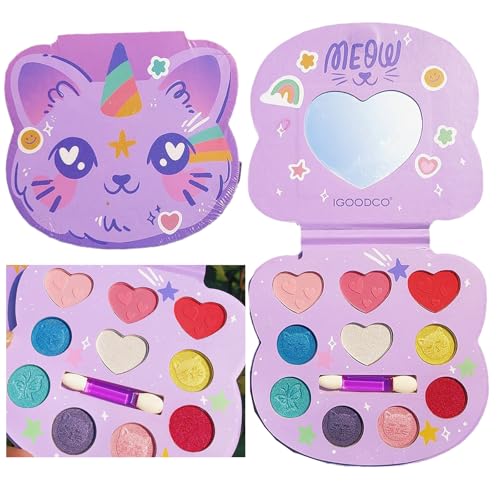 10 Schminkset Mädchen, ungiftig und abwaschbar Kinder Make up Set mädchen, Halloween schminke kinderschminken Set, DIY Prinzessin Kids Makeup Set for Girls, Kinder Schminkpalette von HISUNBEN