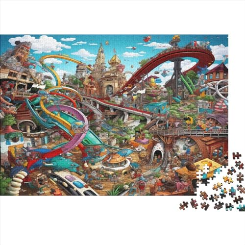 Amusement Parks 1000 Stück Puzzles Für Erwachsene Teenager Stress Abbauen Familien-Puzzlespiel Mit Poster in 1000-teiliges Puzzle Kinder Lernspiel Spielzeug Geschenk Puzzel 1000pcs (75x50cm) von HITBOD