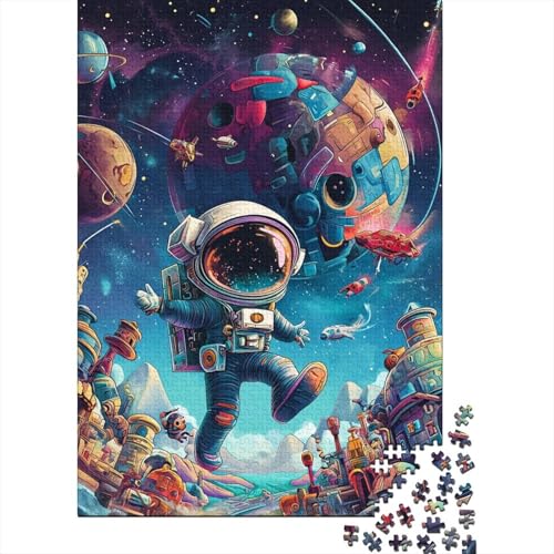 Astronaut 1000 Stück Puzzles Für Erwachsene Teenager Stress Abbauen Familien-Puzzlespiel Mit Poster in 1000-teiliges Puzzle Kinder Lernspiel Spielzeug Geschenk Puzzel 1000pcs (75x50cm) von HITBOD