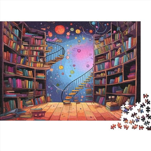 Bookshelf Home Deko Puzzle,Erwachsenenpuzzle Puzzel 1000pcs (75x50cm) von HITBOD