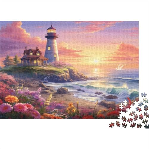 Coastal Lighthouses 1000 Stück Puzzles Für Erwachsene Teenager Stress Abbauen Familien-Puzzlespiel Mit Poster in 1000-teiliges Puzzle Kinder Lernspiel Spielzeug Geschenk Puzzel 1000pcs (75x50cm) von HITBOD