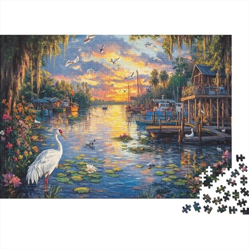 Crane 1000 Stück Puzzles Für Erwachsene Teenager Stress Abbauen Familien-Puzzlespiel Mit Poster in 1000-teiliges Puzzle Kinder Lernspiel Spielzeug Geschenk Puzzel 1000pcs (75x50cm) von HITBOD