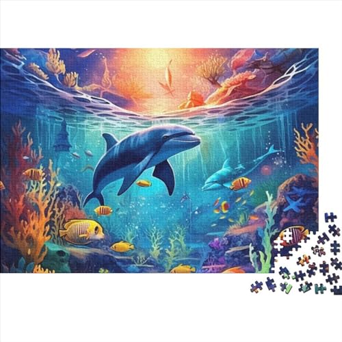 Delphin Puzzle 1000 Teile Puzzles Für Erwachsene Lernspiel Herausforderungsspielzeug 1000-teilige Puzzlespiel Für Erwachsene Kinder Puzzel 1000pcs (75x50cm) von HITBOD