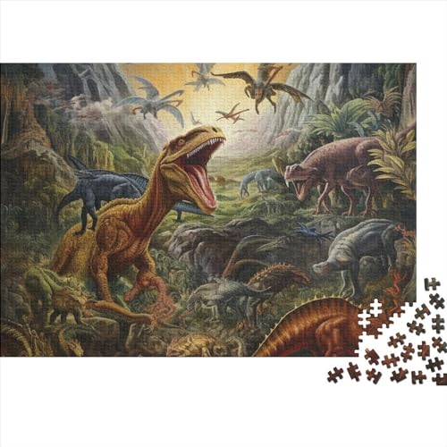 Dinosaurierier 1000 Stück Puzzles Für Erwachsene Teenager Stress Abbauen Familien-Puzzlespiel Mit Poster in 1000-teiliges Puzzle Kinder Lernspiel Spielzeug Geschenk Puzzel 1000pcs (75x50cm) von HITBOD