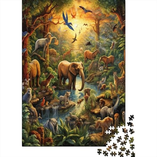 Dschungeltiere Puzzle 1000 Teile,Puzzle Für Erwachsene,Impossible Puzzle,Puzzle Farbenfrohes Legespiel,GesKükenlichkeitsspiel Für Die Ganze Familie Puzzel 1000pcs (75x50cm) von HITBOD