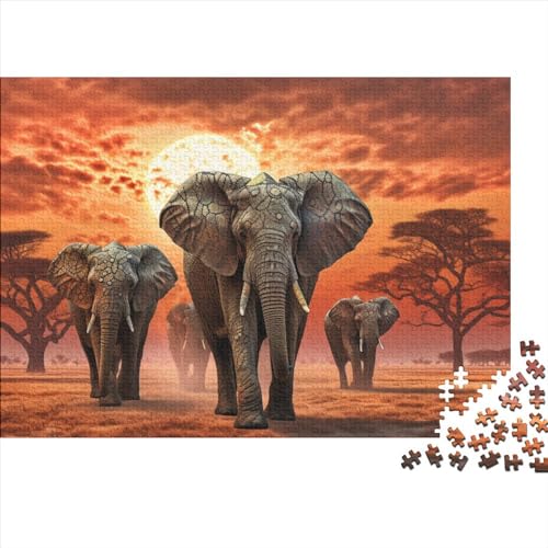 Elefant Puzzle 1000 Teile Puzzles Für Erwachsene Lernspiel Herausforderungsspielzeug 1000-teilige Puzzlespiel Für Erwachsene Kinder Puzzel 1000pcs (75x50cm) von HITBOD