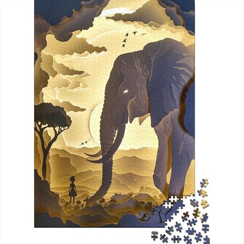 Elefant Puzzle 1000 Teile Puzzles Für Erwachsene Lernspiel Herausforderungsspielzeug 1000-teilige Puzzlespiel Für Erwachsene Kinder Puzzel 1000pcs (75x50cm) von HITBOD