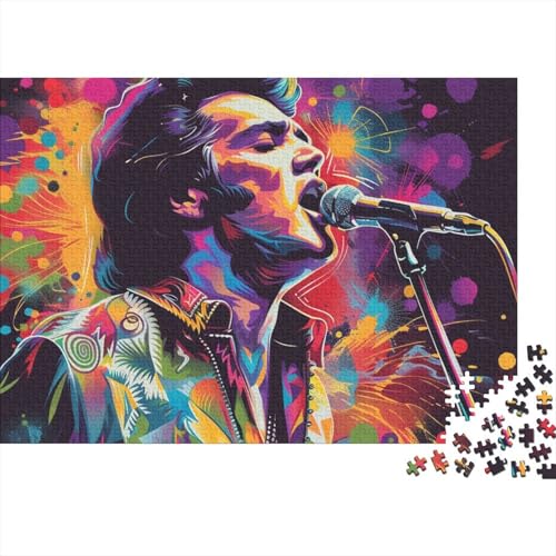 Elvis Presley 1000 Stück Puzzles Für Erwachsene Teenager Stress Abbauen Familien-Puzzlespiel Mit Poster in 1000-teiliges Puzzle Kinder Lernspiel Spielzeug Geschenk Puzzel 1000pcs (75x50cm) von HITBOD