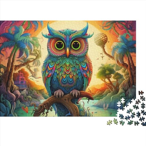 Eule 1000 Stück Puzzles Für Erwachsene Teenager Stress Abbauen Familien-Puzzlespiel Mit Poster in 1000-teiliges Puzzle Kinder Lernspiel Spielzeug Geschenk Puzzel 1000pcs (75x50cm) von HITBOD