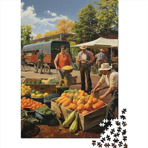 Farmer's Market Puzzle 1000 Teile Puzzles Für Erwachsene Lernspiel Herausforderungsspielzeug 1000-teilige Puzzlespiel Für Erwachsene Kinder Puzzel 1000pcs (75x50cm) von HITBOD