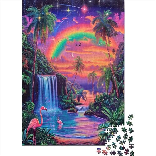 Flamingo 1000 Stück Puzzles Für Erwachsene Teenager Stress Abbauen Familien-Puzzlespiel Mit Poster in 1000-teiliges Puzzle Kinder Lernspiel Spielzeug Geschenk Puzzel 1000pcs (75x50cm) von HITBOD