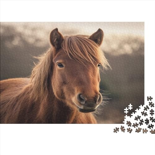 Horse 1000 Stück Puzzles Für Erwachsene Teenager Stress Abbauen Familien-Puzzlespiel Mit Poster in 1000-teiliges Puzzle Kinder Lernspiel Spielzeug Geschenk Puzzel 1000pcs (75x50cm) von HITBOD