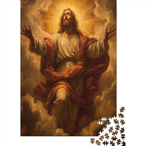 Jesus 1000 Stück Puzzles Für Erwachsene Teenager Stress Abbauen Familien-Puzzlespiel Mit Poster in 1000-teiliges Puzzle Kinder Lernspiel Spielzeug Geschenk Puzzel 1000pcs (75x50cm) von HITBOD